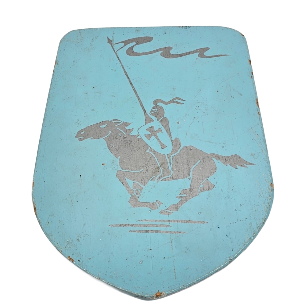 Vintage Mid Century Wooden Knight Shield Children's Toy 16" x 11.25" READ DESCR.